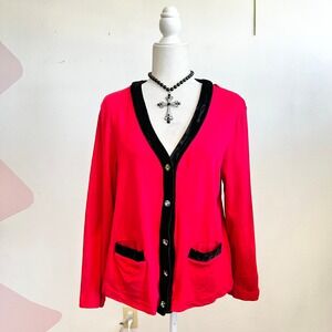 Good Fortune Red Cardigan Y2K 2000s Vampire Romantic Layering XL‎